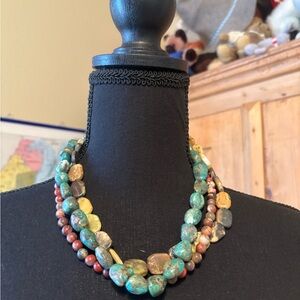 Artisan Green and Brown Beaded Necklace